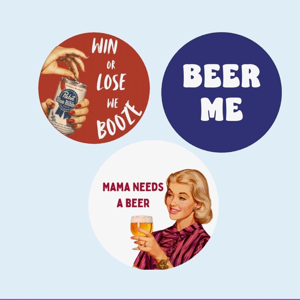 Drinking funny gameday buttons